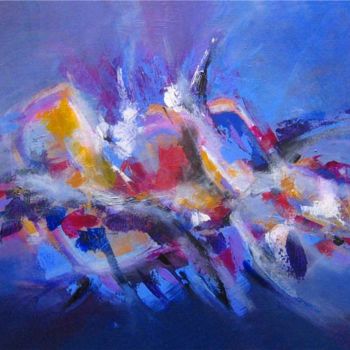 Painting titled "Les vagues éclatent" by Gérard Esquerre, Original Artwork, Acrylic Mounted on Wood Stretcher frame