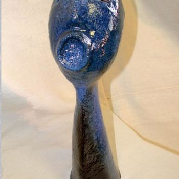 Sculpture titled "CRI AFGAN" by France Lemaitre, Original Artwork, Terra cotta
