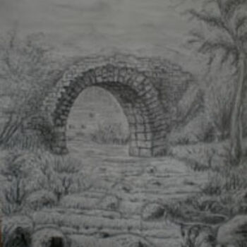 Dessin intitulée "Cascade sous le pet…" par Josette Bourgeois, Œuvre d'art originale