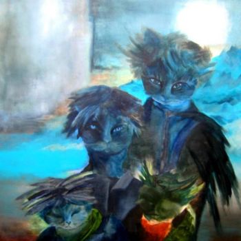 Peinture intitulée "un oiseau pour les…" par Noëlle Dauby, Œuvre d'art originale