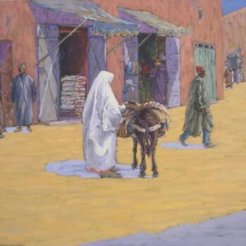 Painting titled "scène à missour n006" by Abdelhakim Chababi, Original Artwork, Oil