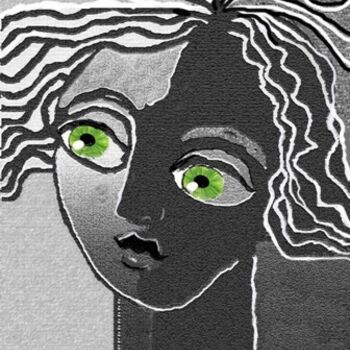 印花与版画 标题为“Menina com olhos ve…” 由Maria Lucia Pacheco, 原创艺术品, Linocuts