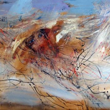 Malerei mit dem Titel "Sky kiss" von Oksana Veber, Original-Kunstwerk, Öl Auf Keilrahmen aus Holz montiert