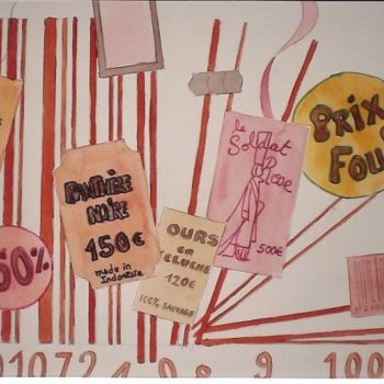 Peinture intitulée "valse des étiquettes" par Mickael Thébault, Œuvre d'art originale