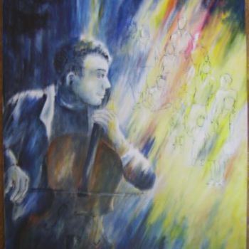 Painting titled "fête de la musique" by Géraldine Streichert, Original Artwork, Oil