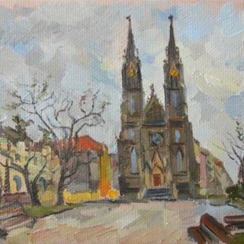 Painting titled "Площадь Мира в Праг…" by Dmitry Veltishchev, Original Artwork, Oil