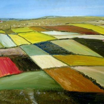 Ζωγραφική με τίτλο "Fields" από Animesh Roy, Αυθεντικά έργα τέχνης, Λάδι