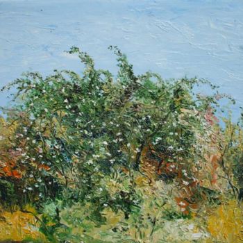 Ζωγραφική με τίτλο "Rose Bush" από Animesh Roy, Αυθεντικά έργα τέχνης, Λάδι