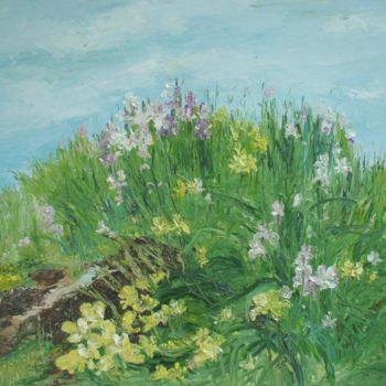 Painting titled "Irises" by Animesh Roy, Original Artwork, Oil