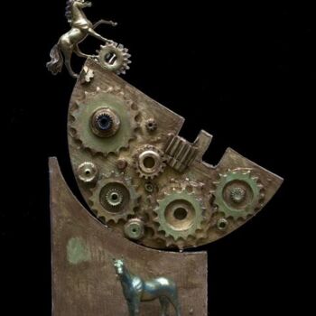 Scultura intitolato "Dalla terra al cielo" da Angelo Mazzoleni, Opera d'arte originale, Legno