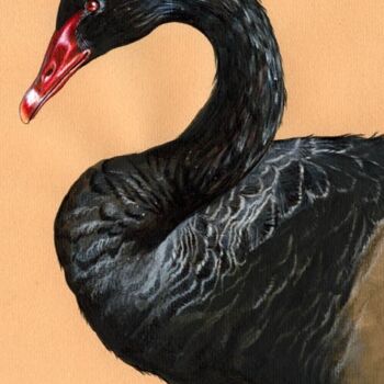 Peinture intitulée "Cygne noir" par Florence Dellerie, Œuvre d'art originale