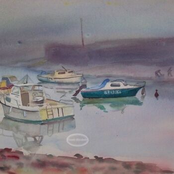 Peinture intitulée "Kerascoët, rivière…" par Claude Marchalot, Œuvre d'art originale, Aquarelle