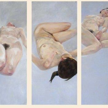 Painting titled "triptyque apesanteur" by Mathieu Weemaels, Original Artwork