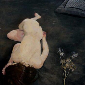 Peinture intitulée "nu au chardon" par Mathieu Weemaels, Œuvre d'art originale