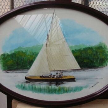 Peinture intitulée ""Belouga" on river…" par Philippe Conrad, Œuvre d'art originale, Huile