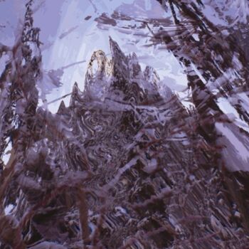 Digital Arts titled "Mountain Winter #44" by Ken Grzesik, Original Artwork, Digital Painting