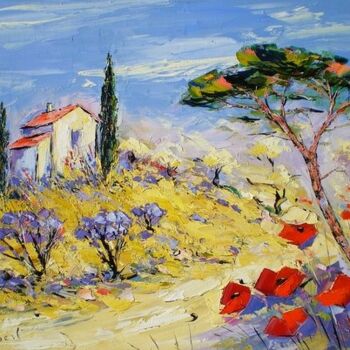 Peinture intitulée "Coquelicots sous le…" par Francis Jalibert, Œuvre d'art originale, Huile Monté sur Châssis en bois