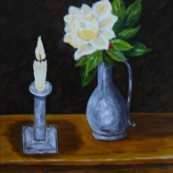Peinture intitulée "Rose jaune et un bo…" par Mog, Œuvre d'art originale, Huile