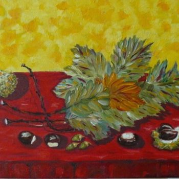 Peinture intitulée "les marrons" par Mog, Œuvre d'art originale, Huile