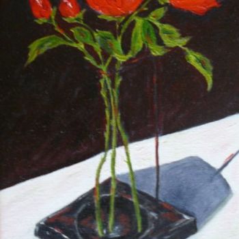 Peinture intitulée "Roses dans un pique…" par Mog, Œuvre d'art originale, Huile