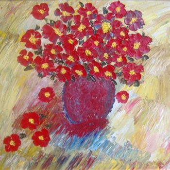 Peinture intitulée "Le vase rouge" par Mog, Œuvre d'art originale, Huile