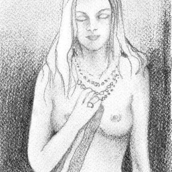 Tekening getiteld "Nö_gyöngyökkel" door Eva Bodnar, Origineel Kunstwerk