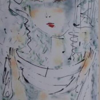 Peinture intitulée "Hat and roses" par Oksana Veber, Œuvre d'art originale, Huile Monté sur Carton