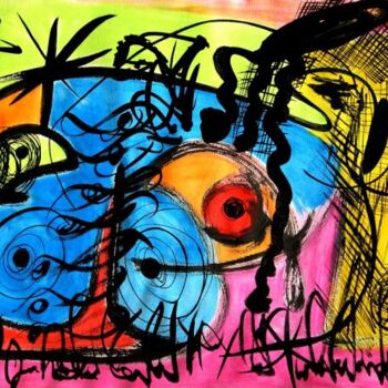 Peinture intitulée "Le taureau et l'ois…" par Nikko Kali, Œuvre d'art originale, Huile