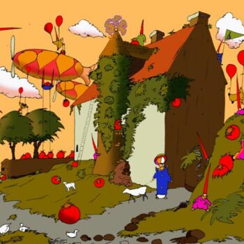 「The tomatoo farm」というタイトルの絵画 Rob Arbouwによって, オリジナルのアートワーク, オイル