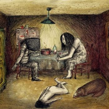 Dessin intitulée "Ménage à trois" par Patrick Jannin, Œuvre d'art originale, Autre
