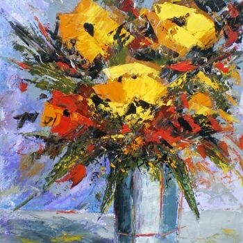 Peinture intitulée "Profusion florale" par Francis Jalibert, Œuvre d'art originale, Huile Monté sur Châssis en bois