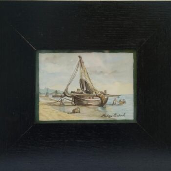 Painting titled "Preparing to fishing" by Philippe Conrad, Original Artwork, Oil