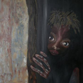Peinture intitulée "Regard d'enfant "ti…" par Josette Bourgeois, Œuvre d'art originale, Huile