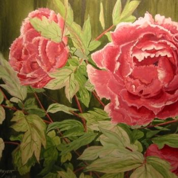 Painting titled "LES PIVOINES" by Jean Marie Payen, Original Artwork