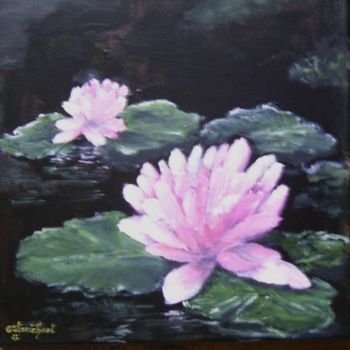 Peinture intitulée "le nénuphar" par Géraldine Streichert, Œuvre d'art originale, Huile