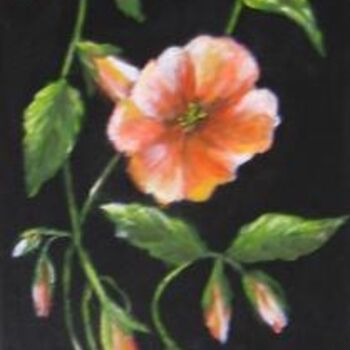 Peinture intitulée "fleurs de bignonias" par Géraldine Streichert, Œuvre d'art originale, Huile