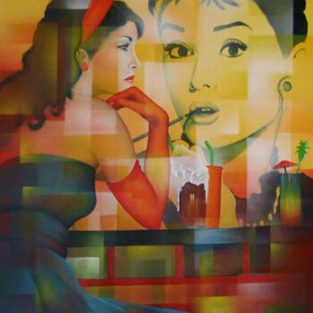 Peinture intitulée "la fille du motel" par Jeannette Guichard-Bunel, Œuvre d'art originale, Huile