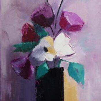 Peinture intitulée "BOUQUET VIOLET" par Catherine Kret, Œuvre d'art originale, Huile