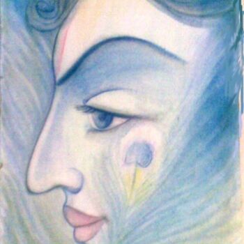 Картина под названием "KRISHNA1" - Suddha Sama, Подлинное произведение искусства, Акварель