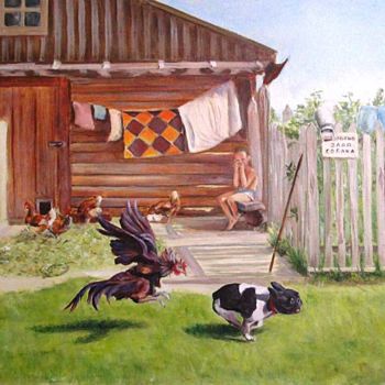 Peinture intitulée "Beware of dog" par Olga Gorbacheva, Œuvre d'art originale