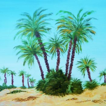 Peinture intitulée "PALMIERS" par Dany Champeme, Œuvre d'art originale, Huile