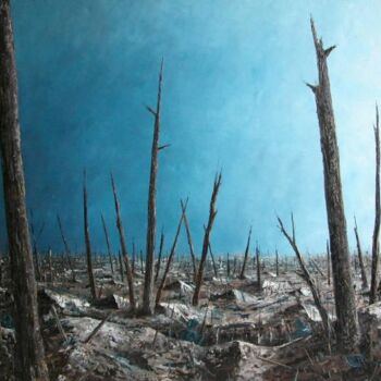 Painting titled "le bois tranché" by Olivier Dazelle, Original Artwork, Oil