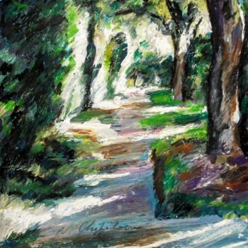 Painting titled "Garden road" by Nathalia Chipilova, Original Artwork, Acrylic