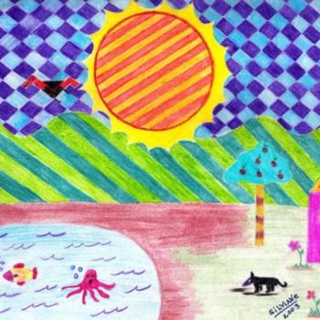 Desenho intitulada "Dia Ensolarado!" por Silviane Moon, Obras de arte originais