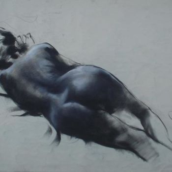 Painting titled "Nude_Pose18" by Kishore Singh, Original Artwork, Oil