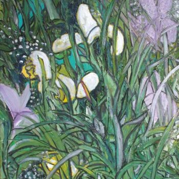 Painting titled "Irises, Lily of the…" by Animesh Roy, Original Artwork, Oil