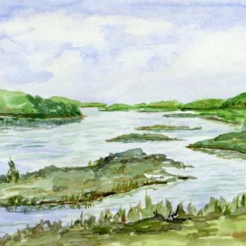 Peinture intitulée "La Loire à Bouteille" par Marian Cobos, Œuvre d'art originale