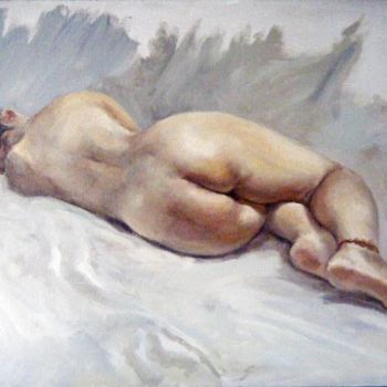 Painting titled "侧卧的女人体" by Dong Kui, Original Artwork, Oil