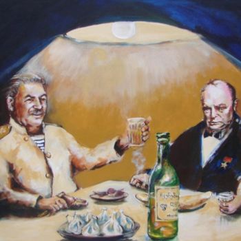 Painting titled "Joe and Winston" by Nicholas Gabrichidze, Original Artwork