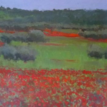 Painting titled "PAISAJE, OLEO, VALL…" by Rubén De Luis, Original Artwork, Oil